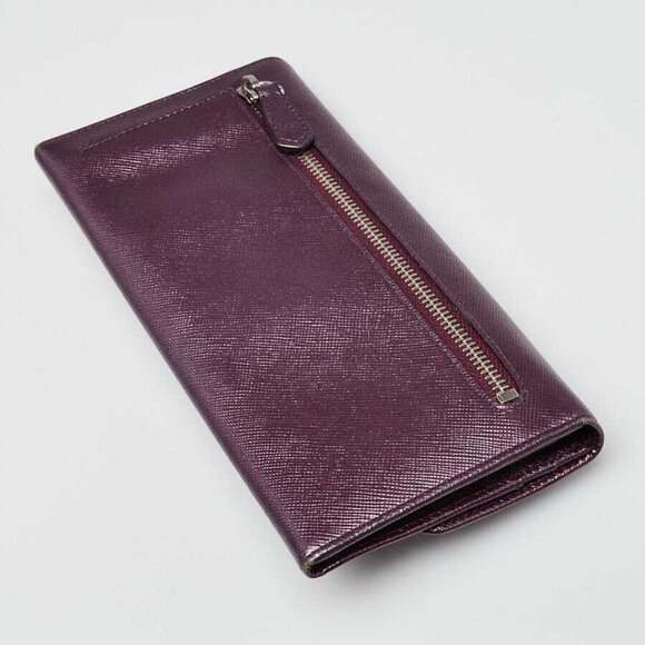 Prada Purple Saffiano Leather Crystal Flap Wallet - 1M1037 - Picture 2 of 11